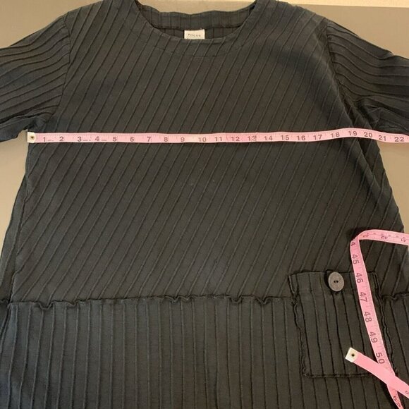 Focus Casual Life 3/4 Sleeve Tunic Top Black Knit Pocket Lagenlook Womens S - Picture 14 of 16